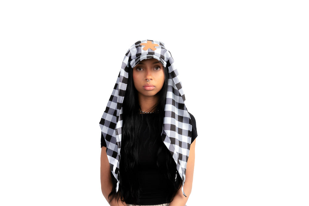 GINGHAM SCARF HAT