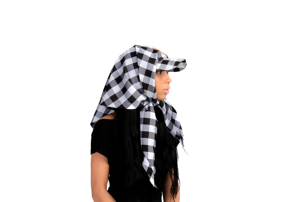 GINGHAM SCARF HAT