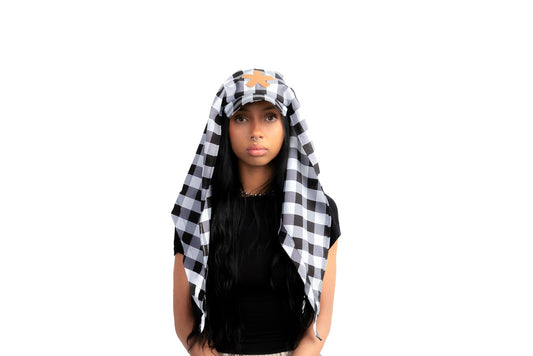 GINGHAM SCARF HAT