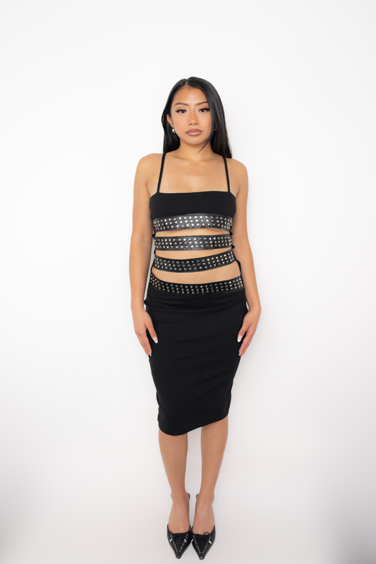 STUDDED STRAP MIDI